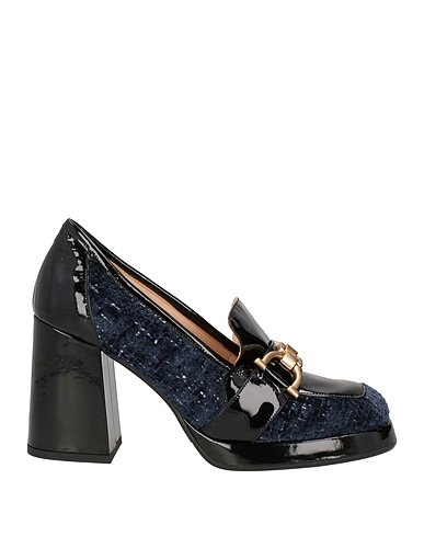 EMMELINE Loafers Black Leather, Textile fibres