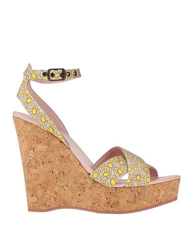 RED(V) Mules and clogs Yellow Textile fibres