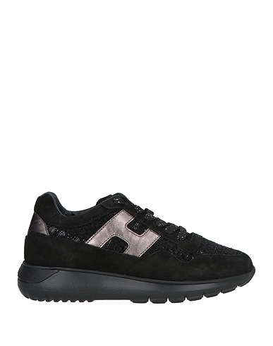 HOGAN Sneakers Black Leather, Textile fibres