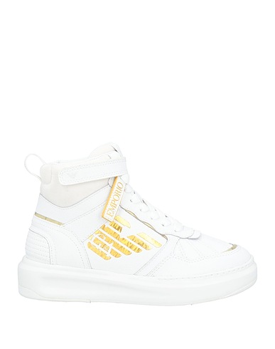 EMPORIO ARMANI Sneakers White Leather, Textile fibres