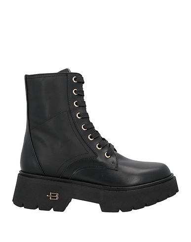 BALDININI Ankle boot Black Leather, Textile fibres
