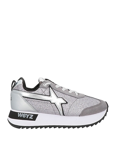 W6YZ Sneakers Grey Leather, Textile fibers