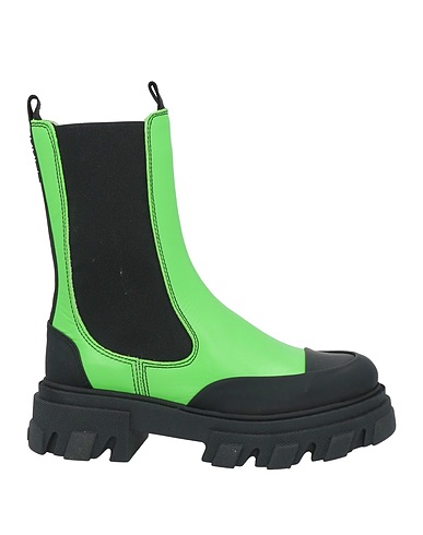 GANNI Ankle boot Green Leather, Textile fibres