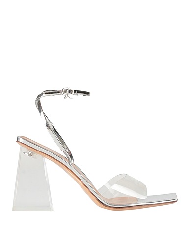 GIANVITO ROSSI Sandals Silver Leather, Plastic
