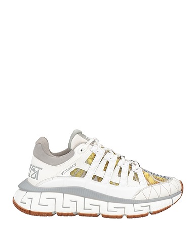 VERSACE Sneakers White Leather, Textile fibers