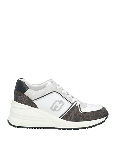 LIU •JO Sneakers Dark brown Leather, Textile fibers