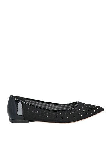 GIUSEPPE ZANOTTI Ballet flats Black Leather, Textile fibres