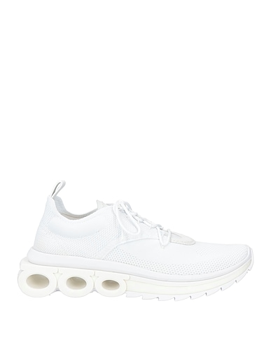 FERRAGAMO Sneakers White Leather, Textile fibers