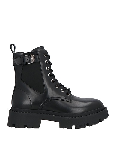 ASH Ankle boot Black Leather, Elastic fibres