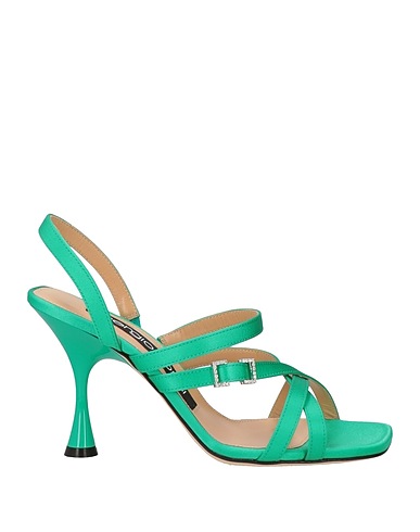 SERGIO ROSSI Sandals Emerald green Textile fibers