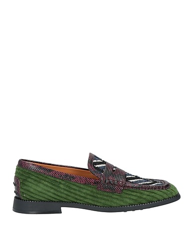 TOD'S Mokassins Grün Leder, Gewebefasern