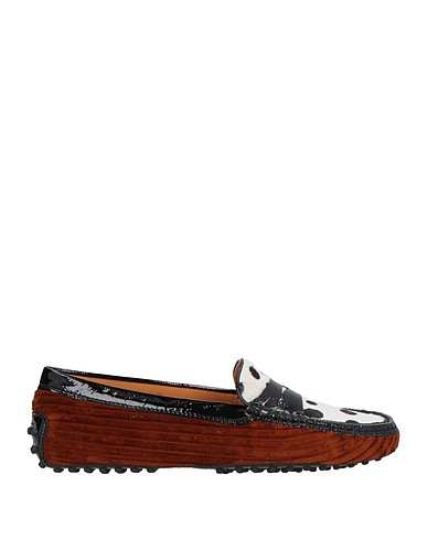 TOD'S Loafers White Leather, Textile fibres