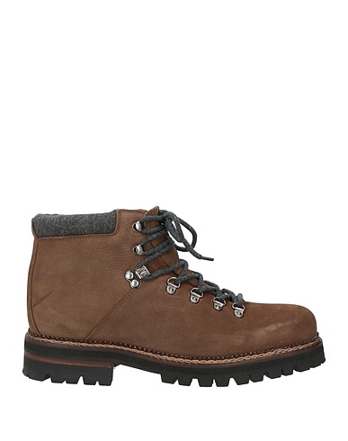 HACKETT Ankle boot Brown Leather, Textile fibres