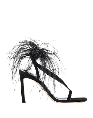 SERGIO ROSSI Sandalen Schwarz Leder, Federn
