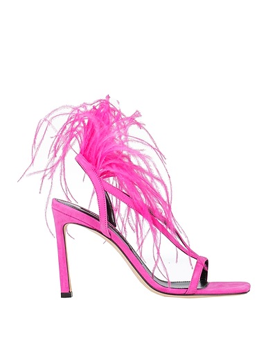 SERGIO ROSSI Sandals Fuchsia Leather, Feathers