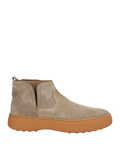 TOD'S Ankle boot Grey Leather, Textile fibres