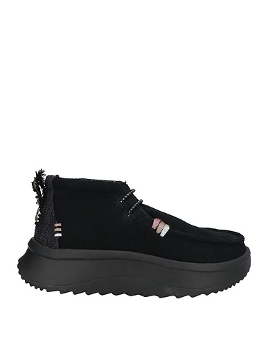 HEY DUDE Ankle boot Black Leather, Textile fibres