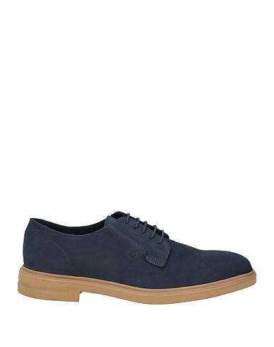 POLLINI Laced shoes Navy blue Leather