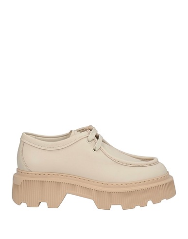 SANTONI Laced shoes Beige Leather
