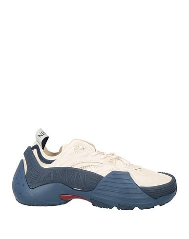 LANVIN Sneakers Blue Leather, Textile fibres