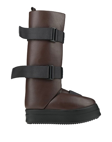 RICK OWENS Ankle boot Chocolate brown Leather, Textile fibres