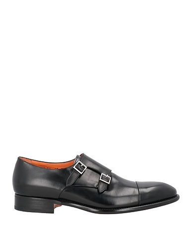 SANTONI Loafers Black Leather