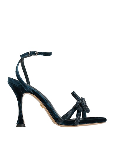 LOLA CRUZ Sandals Deep teal Leather, Textile fibers