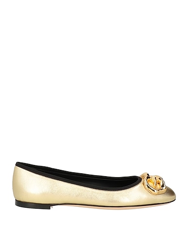 GIUSEPPE ZANOTTI Ballet flats Gold Leather, Textile fibers