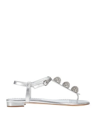 MANOLO BLAHNIK Flip flops Silver Leather