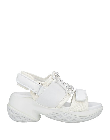 ROGER VIVIER Sandali Bianco Pelle, Fibre tessili
