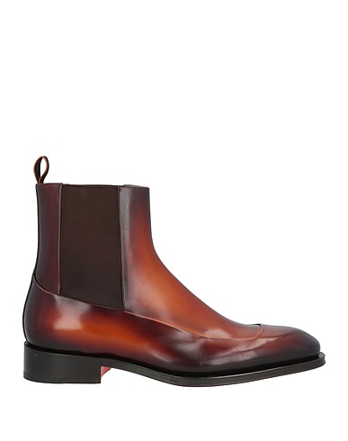 SANTONI ショートブーツ ブラウン 革（なめし加工）
