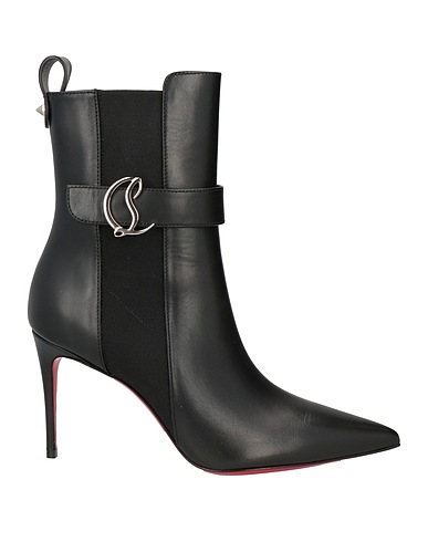 CHRISTIAN LOUBOUTIN Ankle boot Black Calfskin, Textile fibers