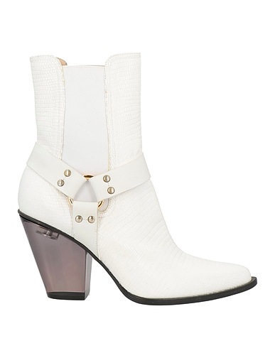LE SILLA Ankle boot White Leather, Textile fibres