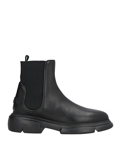 EMPORIO ARMANI Ankle boot Black Leather, Textile fibers