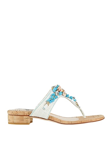 STEFANIA PELLICCI Flip flops White Synthetic raffia, Stone, Shell