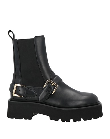 SANDRO Ankle boot Black Leather, Elastic fibres