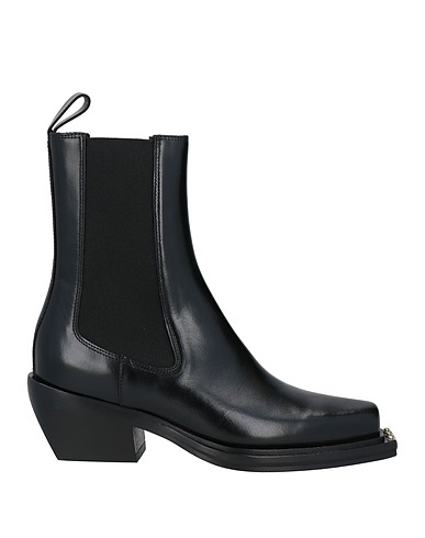 SANDRO Ankle boot Black Leather, Elastic fibres
