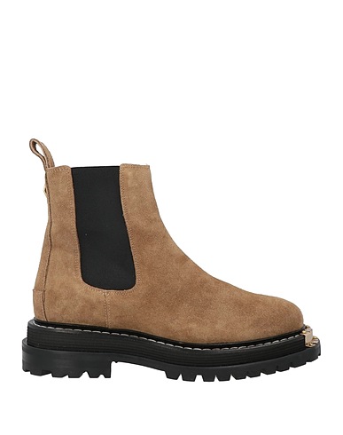 SANDRO Ankle boot Beige Leather, Elastic fibres