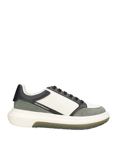 EMPORIO ARMANI Sneakers Military green 100% Polyester, Cow leather
