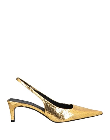 SANDRO Pump Gold Leather