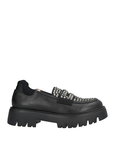 N°21 Loafers Black Leather, Textile fibers