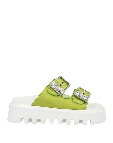 CASADEI Sandals Light green Textile fibers