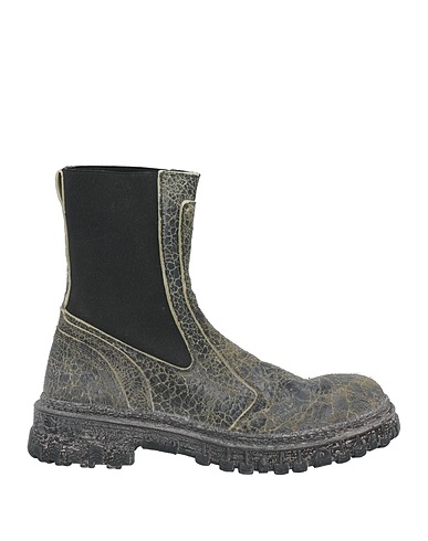 MOMA Ankle boot Sage green Leather, Elastic fibres