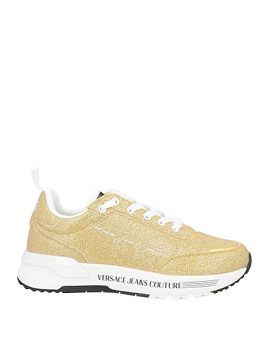VERSACE JEANS COUTURE Sneakers Gold Leather, Textile fibres