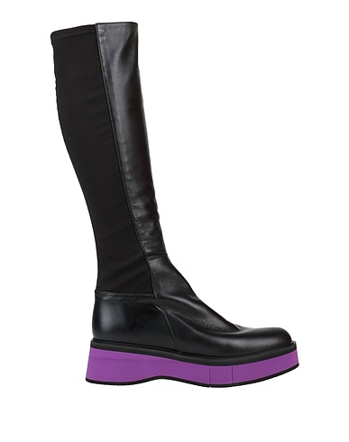 PALOMA BARCELÓ Boots Black Leather, Elastic fibres