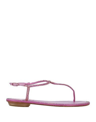 RENE' CAOVILLA Flip flops Mauve Textile fibres, Leather