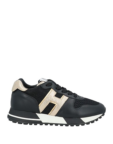 HOGAN Sneakers Black Leather, Textile fibres
