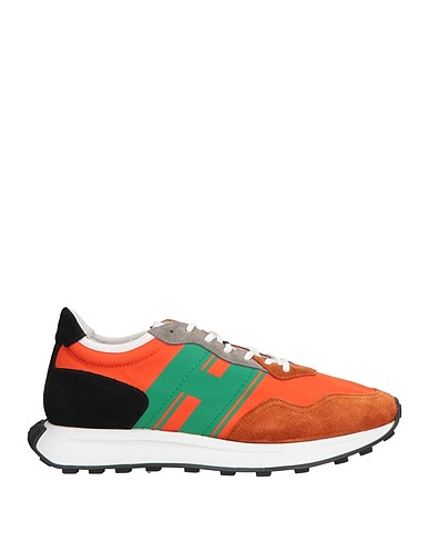 HOGAN Sneakers Orange Leather, Textile fibres