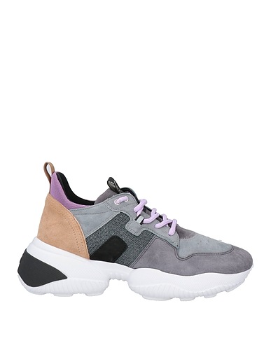 HOGAN Sneakers Grey Leather, Textile fibers