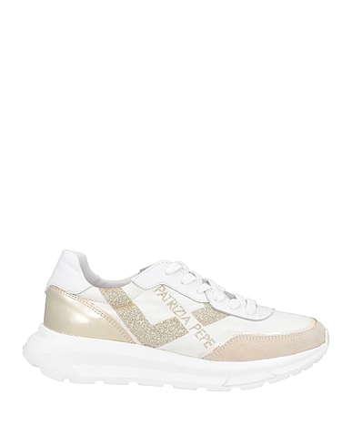 PATRIZIA PEPE Sneakers GIRL Ivory Leather, Textile fibres